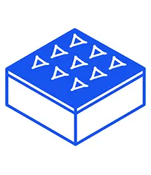 Blue isometric icon representing the Drosophila Maze Array used for behavioral experiments.