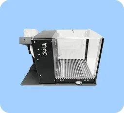 Operant conditioning chamber equipped with levers and lights for studying reward-based behavior and drug self-administration.